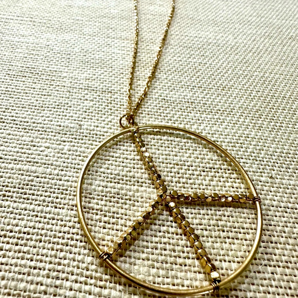 Gold Peace Sign Pendant Necklace